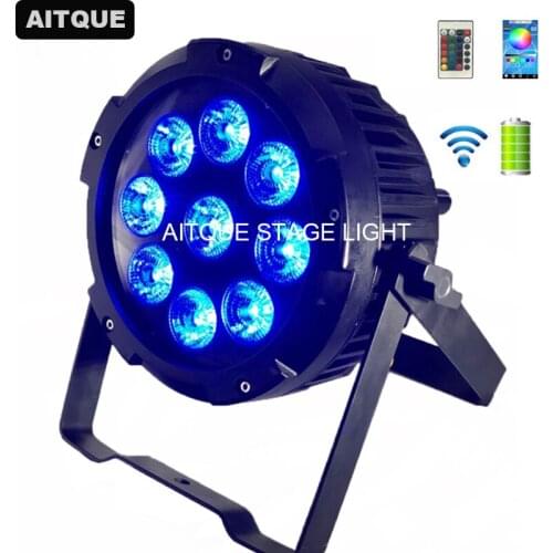 8pcs Stage portable battery led par can 9x12w rgbwa uv lumiere batterie ip65 par wireless dmx battery powered led uplights