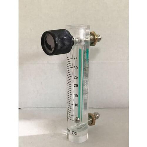 Acrylic Gas Air Oxygen Flow Meter Flowmeter Countor Indicator O2 With Valve brass Connector 0.1Mpa 3-35L/Min height 116mm