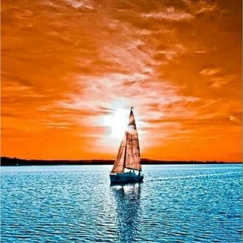 Special offer new 5D diamond painting sunset sea sailing full square drill diamond mosaic 3D home decoration painting