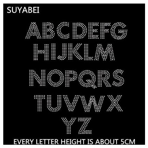 2 sheet English letter design stones hot fix rhinestone applique iron on crystal transfers design patches for shirt