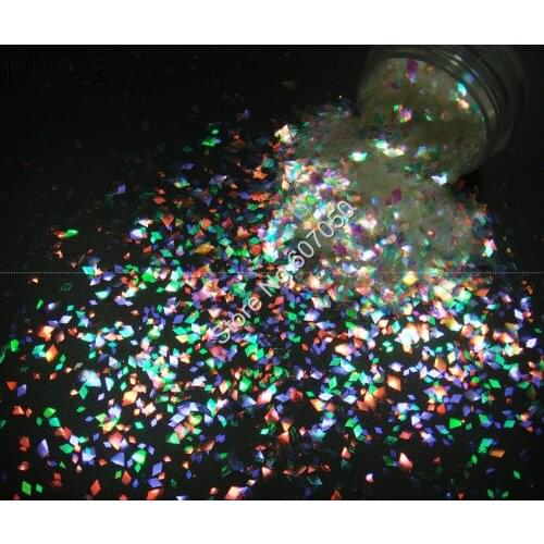 Mix Size White Glitter Rhombus Shape with Colorful Purple red Gold Green Light Tint for Nail Glitter Art Craft Decoration
