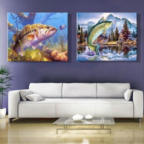 Big fish decorate yourself to color and unzip European and American style paint by number art painting by numbers Two sets