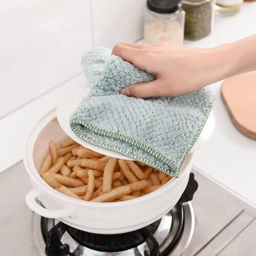 Kithchen Cleaning Towel Bowl Dish Strong Absorbent Soft Coral Fleece Non-stick Oil Cleaning Wipe Tools Cloth Towels