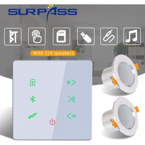 Bluetooth Home Wall Amplifier Power Fm HiFi Stereo Sound Audio Moistureproof Bathroom Ceiling Speaker Background Music for Hotel