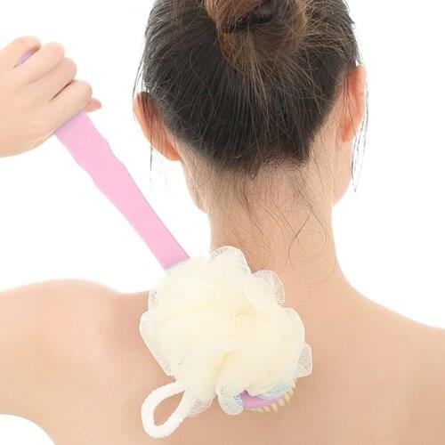 Shower Brush Long Handle Sponge Bathing Ball Soft Bristles Massage Exfoliating Back Scrubber Bathroom Supplies