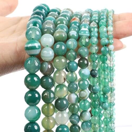 Faceted Green Stripe Agate Onyx Natural Stone Bead Peacock Round Loose Spacer Bead For Jewelry Making DIY Bracelet 4/6/8/10/12mm