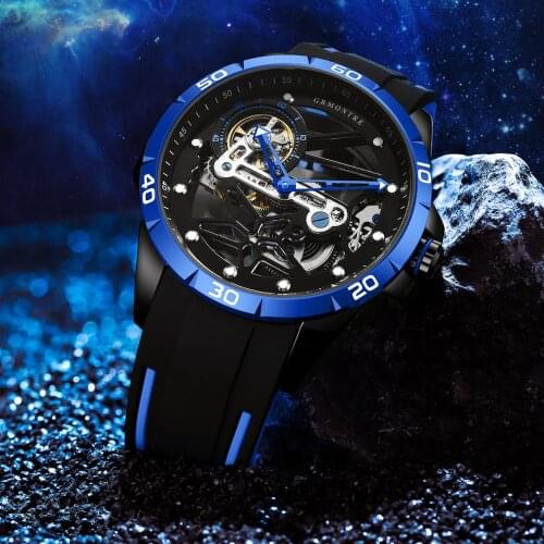 GRMONTRE Top Luxury Automatic Mechanical Sports Watch Mens High End Casual Skeleton Male Wristwatch Clock Men Relogio Masculino