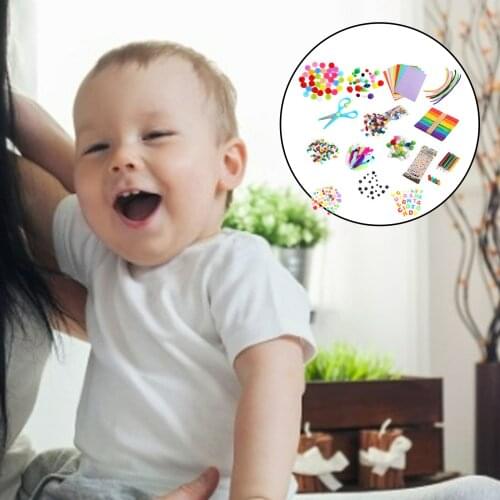 DIY Art Craft Toys Plush Balls Eyes Plush Stick Pom Poms Crystal Diamond Stickers Educational Creativity for Kid