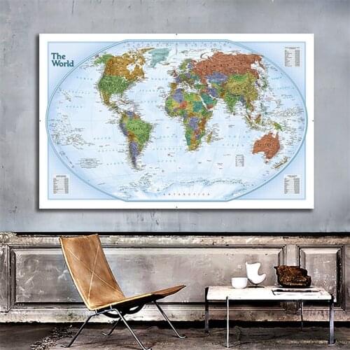 The World Map Without Flag Non-woven Non-smell Canvas Painting Wall Art Pictures Posters and Prints Living Room Home Decoration