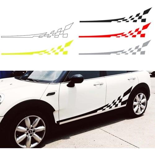 KJAUTOMAX For Mini Cooper R50 R53 R55 R56 R60 F55 F56 Decal Sticker Checker 5 Color Side Racing Stripes #01