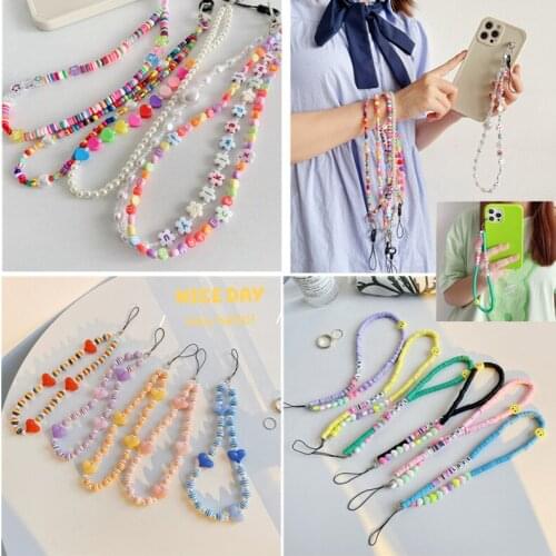 Cute love candy pearl multifunctional mobile phone short lanyard/for iphone Samsung Huawei Xiaomi LG Case Card lanyard bag strap