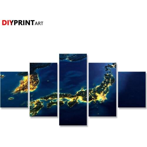 Citylights Japan South Korea 5 Panels Wall Painting Poster Paintings for Bedroom Decoration A2278