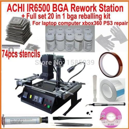 Original ACHI IR6500 BGA rework station with full set bga reballing kit 74pcs bga stencils for laptop xbox360 ps3 WII repair