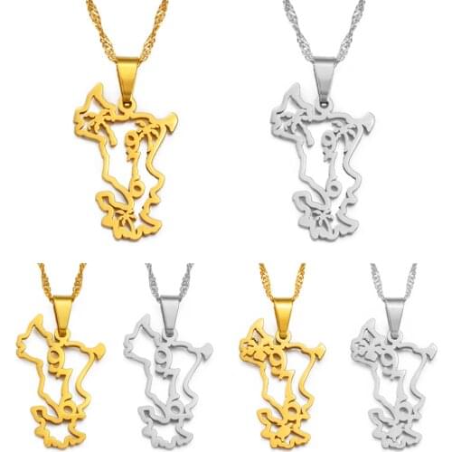 Anniyo 2.5cm Mayotte Pendant Necklaces for Women Girls Mamoudzou Mahore Jewelry #243821