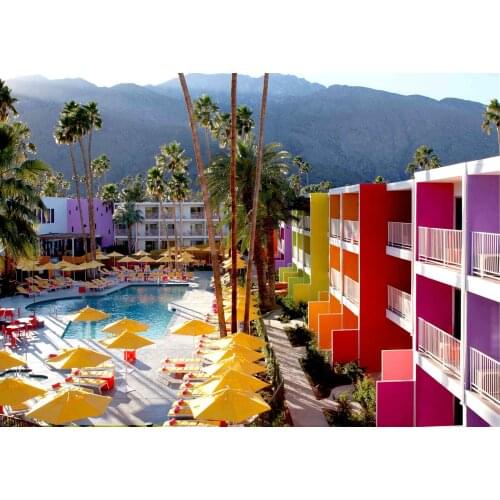PALM SPRINGS - Saguaro Hotel Picture Art Silk Poster Print 24x36inch