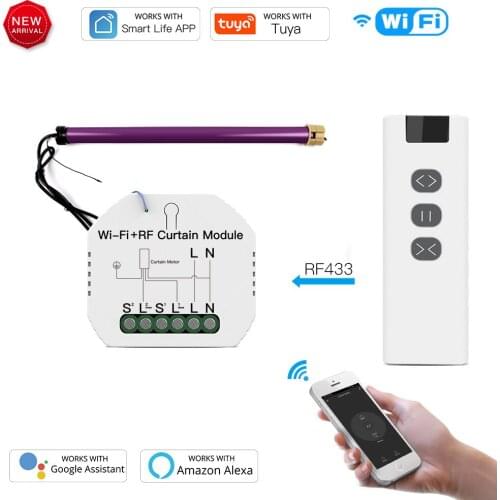 WiFi RF Smart Curtain Blinds Module Switch Roller Shutter Motor Tuya Wireless Remote Control Work With Alexa Google Home