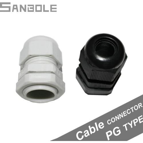 100pcs PG Series Plastic Cable Connector Waterproof Nylon Grey Black PG7 PG9 PG11 PG13.5