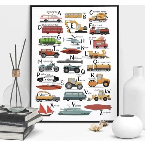 26 Alphabet Capital Poster Car Name Canvas Posters Nordic Many Style Car List Prints Paintings for Living Room Home Decor