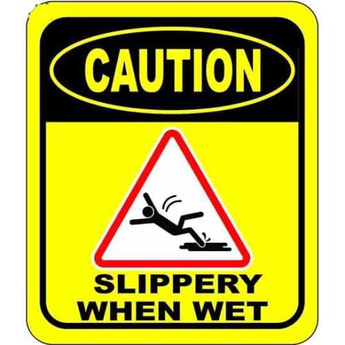 Caution Slippery When Wet Bathroom Wet Floor Sign Funny Car Stickers Bumper RV VAN JDM Vinyl Wall Decal Waterproof PVC