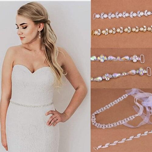 Multi styles Rhinestone Belt for Bridal Wedding Dress sparkly Thin Crystal Rhinestone Belt for Women Formal Dress