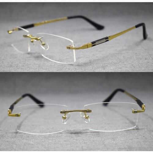 100% Pure Titanium Eyeglass Frames Rimless Glasses Men Women Eyewear Myopia Rx able