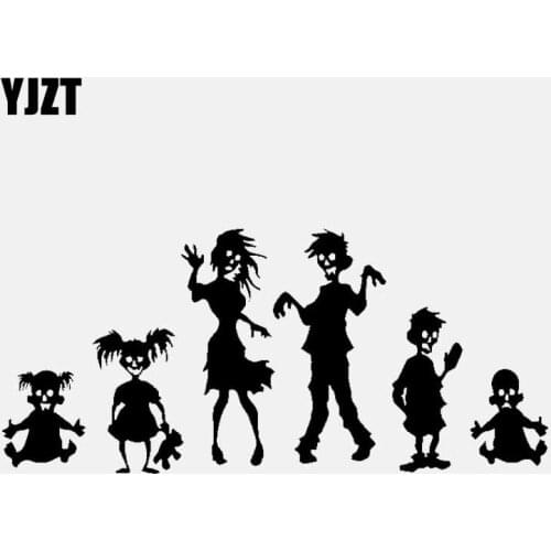 YJZT Zombie Family Decal My Family Funny Vinyl Car Sticker Black/Silver C3-2062