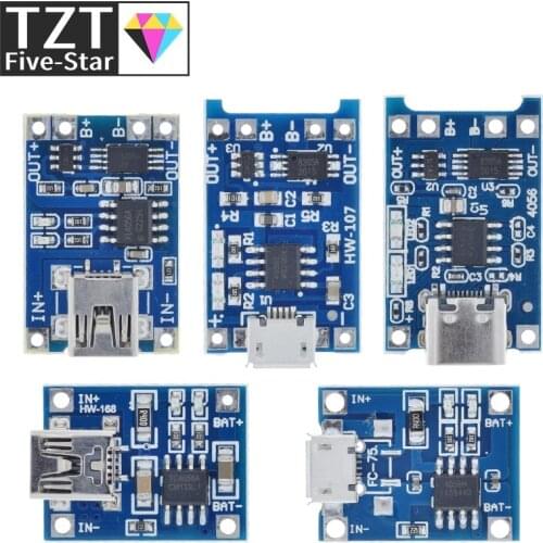 Type-c / Micro USB 5V 1A 18650 TP4056 Lithium Battery Charger Module Charging Board With Protection Dual Functions 1A Li-ion