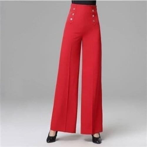 Women 2021 Spring Summer Fashion Latin Dance Pants Female Modern Dance Wide-Leg Trousers Ladies Solid Color Loose Pants U17