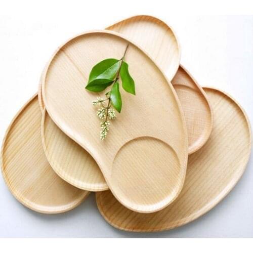 1PC Oval Cake Dish Solid Wooden Waist Shaped Plate Eco-Friendly Tableware Home Restaurant Dishes Plates with Bowl Groove ELC 007