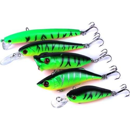 10pcs 5 Models Mixed Group Fishing Lures Mix Set Minnow Lure Crank Bait Popper Lure Pesca Lifelike Swimbait Fishing Wobblers