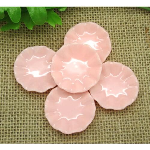 10Pcs Pink Fruit Dish Round Flower Resin Decoration Crafts Flatback Cabochon Scrapbook DIY Embellishments Accessories Buttons