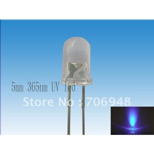 100pcs/lot water clear 370nm 5mm ultra violet purple led diode