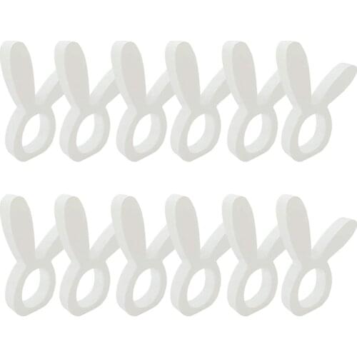 HOT Napkin Rings White Rabbit Napkin Ring Holders Wooden Napkin Rings for Easter Wedding Birthday Party Supplies 12 Pieces