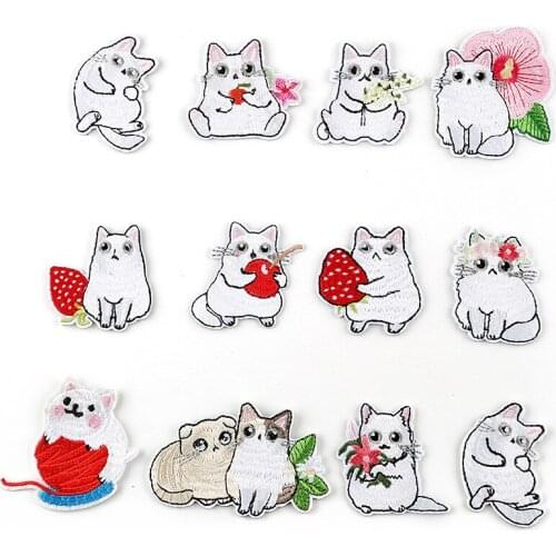 12pcs cartoon cat Series For Clothes Iron on Embroidered Patches For Hat Jeans Sticker Sew-on DIY Patch Applique Badge Decor