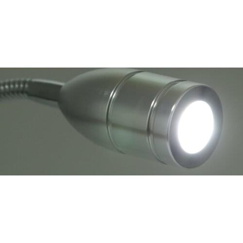 2PCS Marine Boat RV Reading Chart Light Switch Lamp for Bedside Wall Mount - Adjustable Gooseneck 12V 2W - Silver