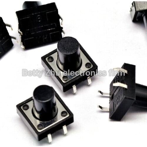 200PCS/LOT 12 * 12 * 14MM touch switch shrapnel Vertical 4pin DIP good quality micro-switch