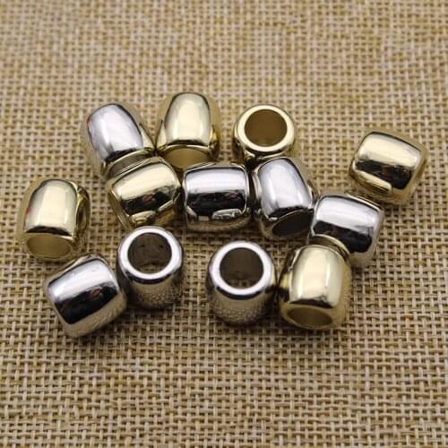 30pcs/lot Gold Silver Big Hole 7mm, CCB Plastic Tube Beads for Jewelry Making fits DIY Charm Bracelet Jewelry Findings Z952