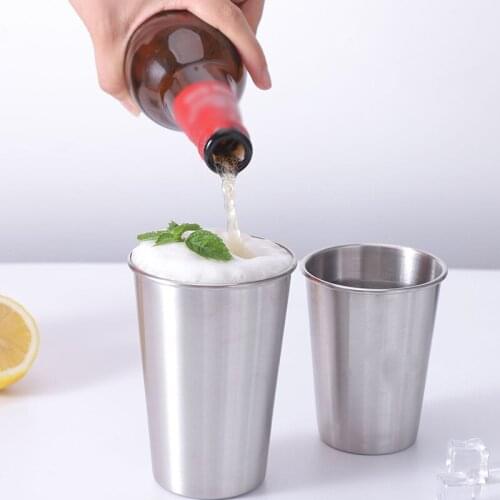 350ml/500ml Beer Glass Stainless Steel Beer Mug Durable Metal Cups For Whisky Wine Travel Outdoor Practical Cups Tableware