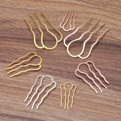 4pcs/lot Retro 4 Teeth Comb Hair Accessories Silver/Gold/Rose Gold Colors Hairpin Hair Wear Vintage Barrette Findings Jewelry