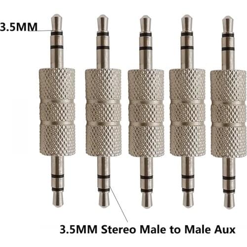 5Pcs Audio Plug Adapter 3.5mm Stereo Male to Male Connector Straight Headset Aux Convert For iphone 6 5 Bluetooth MP3 Headphone