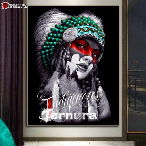 DIY cross stitches full drill Tribal woman diamond painting Beautiful Indian beauty Mosaic Character Gift Embroidery Home Decor