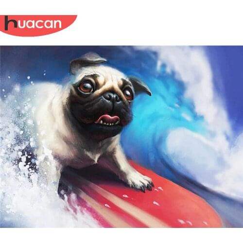 HUACAN 5d Diamond Painting Dog Home Decor Diamond Art Embroidery Mosaic Animal Surf Cross Stitch Wall Stickers