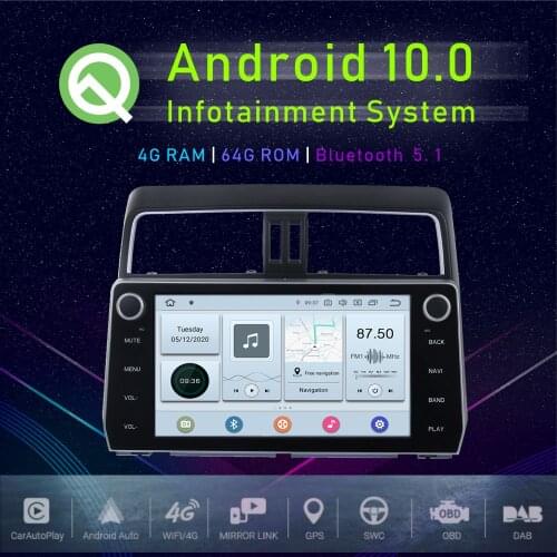 JSTMAX 10.2" Android 10.0 Car GPS Player For Toyota New Prado 2017 2018 Auto Stereo Multimedia Player