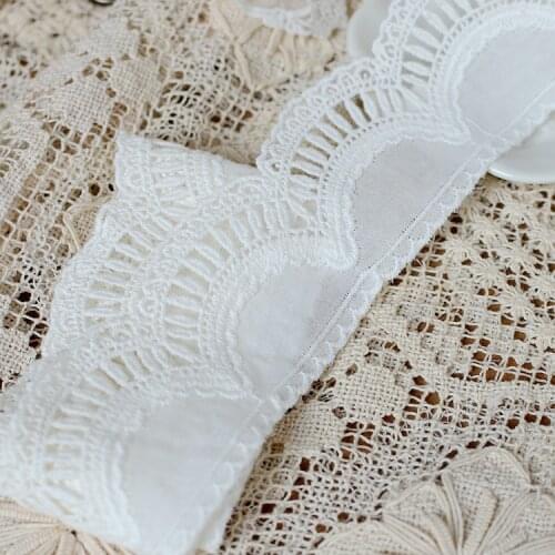 White fancy cotton hollow embroidered lace trimming fabric high quality width 5.5cm Free shipping-DC
