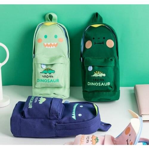 Cartoon Dinosaur Big Storage Pencil Bag 22*11cm Navy Color Boy Staitonery Gift School Office Supplies