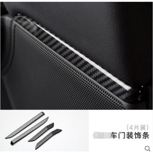 For Honda CRV CR-V 2017 2018 ABS Carbon Fiber Paint Interior Inner Door Speaker Stereo Trim 4PCS FOR Each Door