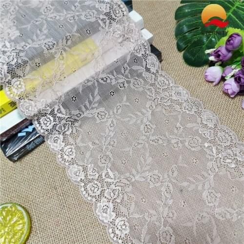 E1221*18CM Lace elastic lace fabric ribbon for fabric wedding elastic lace decoration white large edge