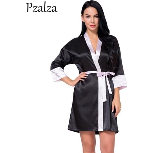 Patchwork Black White Kimono Bathrobe xxxl Large Size Silk Robes For Women Short Night Robe Women Bath Robe Female Sleepwear