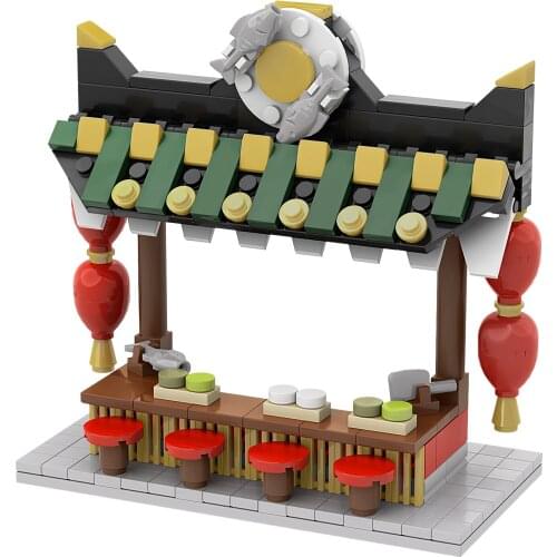MOC Chinese Street Food Stnad City Street View Model Blocks DIY Educational Toys Assembling Bricks MOC-36963 Cchildrens Gift