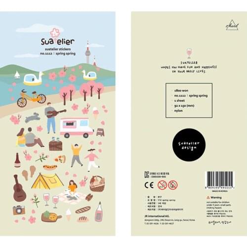 Korean Imported Cute Spring Sakura Outing Travel Stickers DIY Scrapbooking Diary Stationery Stickers Supplies